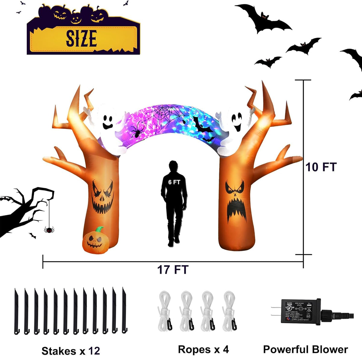17 FT Halloween Inflatable Tree Archway Outdoor Yard Decoration
