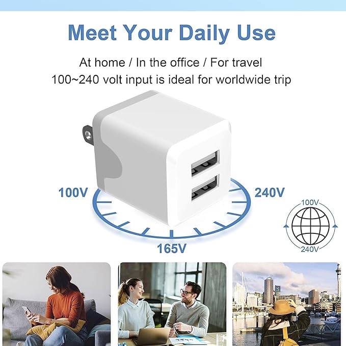 USB Wall Charger,Dual A USB Port Cube Power Plug Adapter,Fast Phone Charger - Image 7