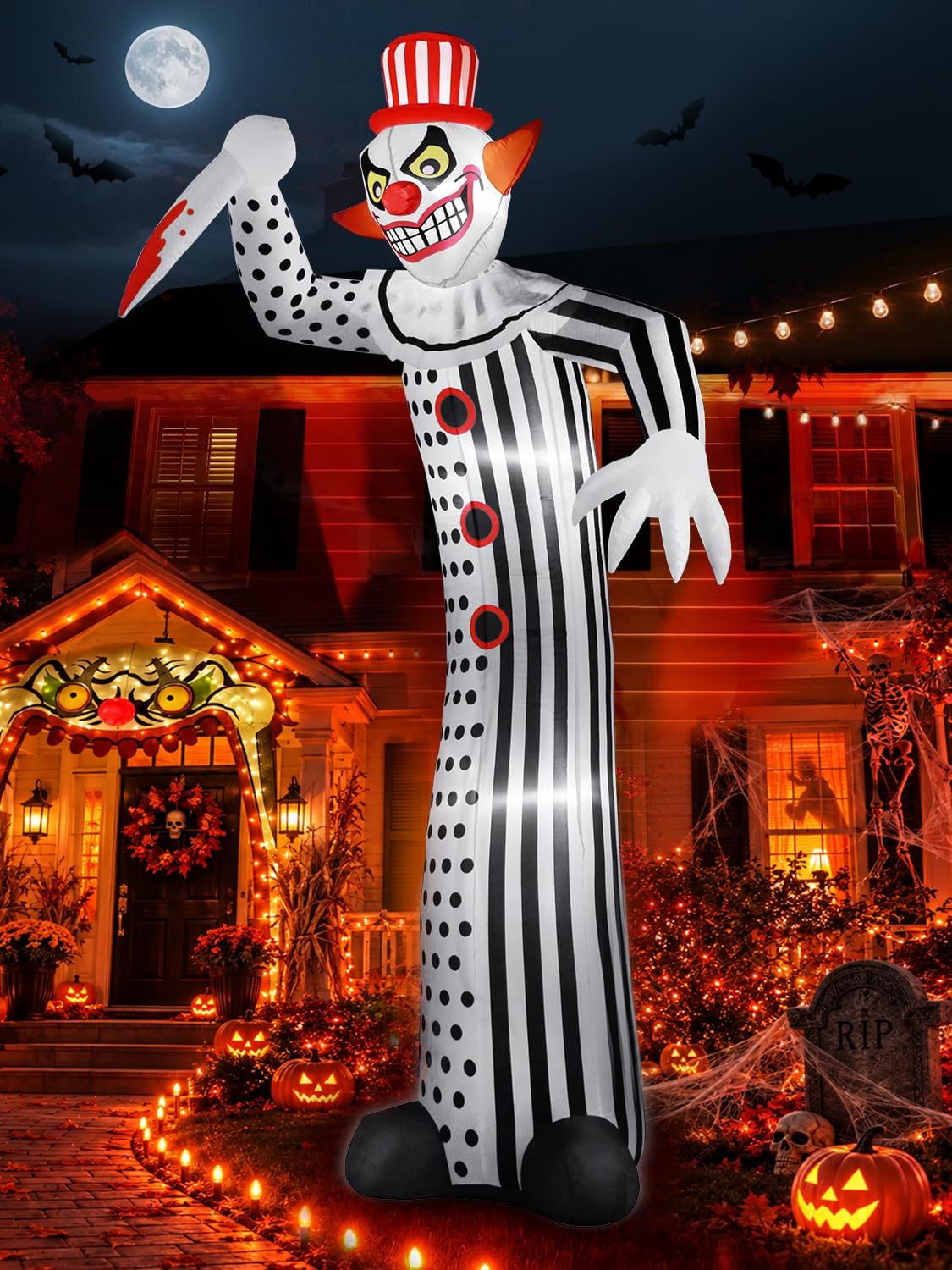 zukakii 12Ft Giant Halloween Inflatables Creepy Clown, Huge Halloween Decorat...
