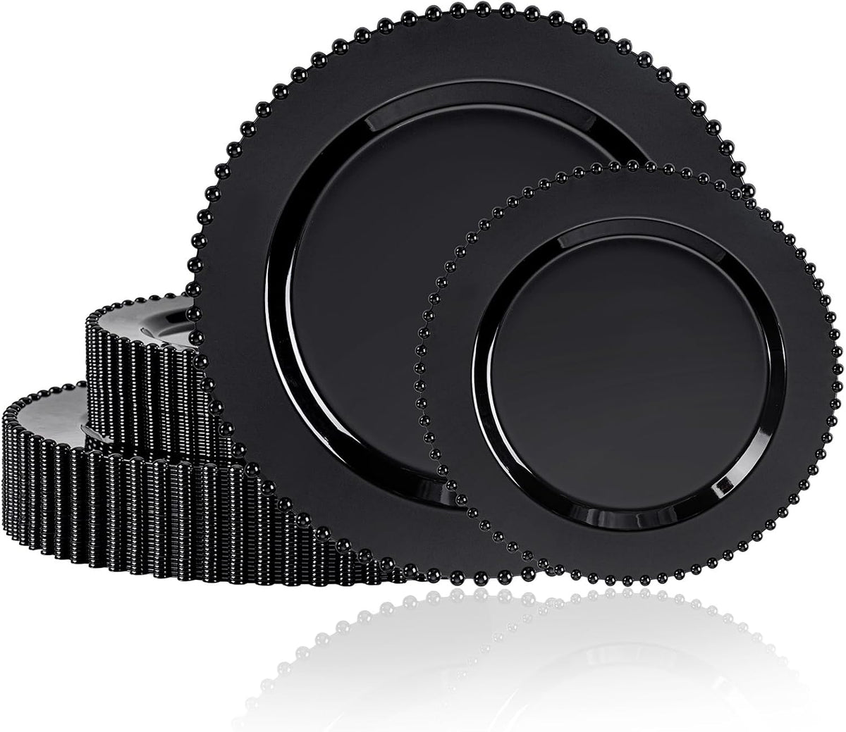 U-QE 60PCS Black Plastic Plates - Halloween Black Disposable Plates