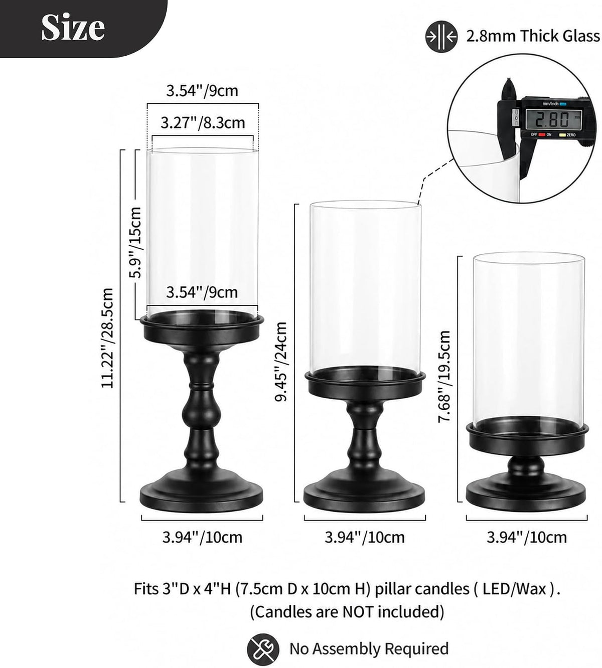 NUPTIO Pillar Candle Holder for Halloween: Hurricane Glass Candleholder