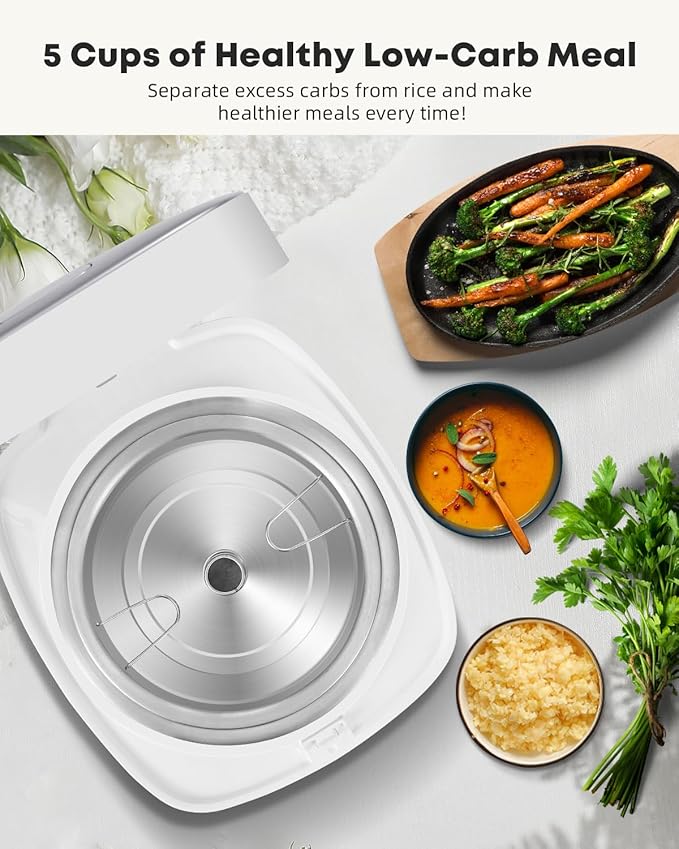 Novaspark Low Carb Rice Cooker Stainless Steel Inner Pot, Mini Stainless Steel - Image 7