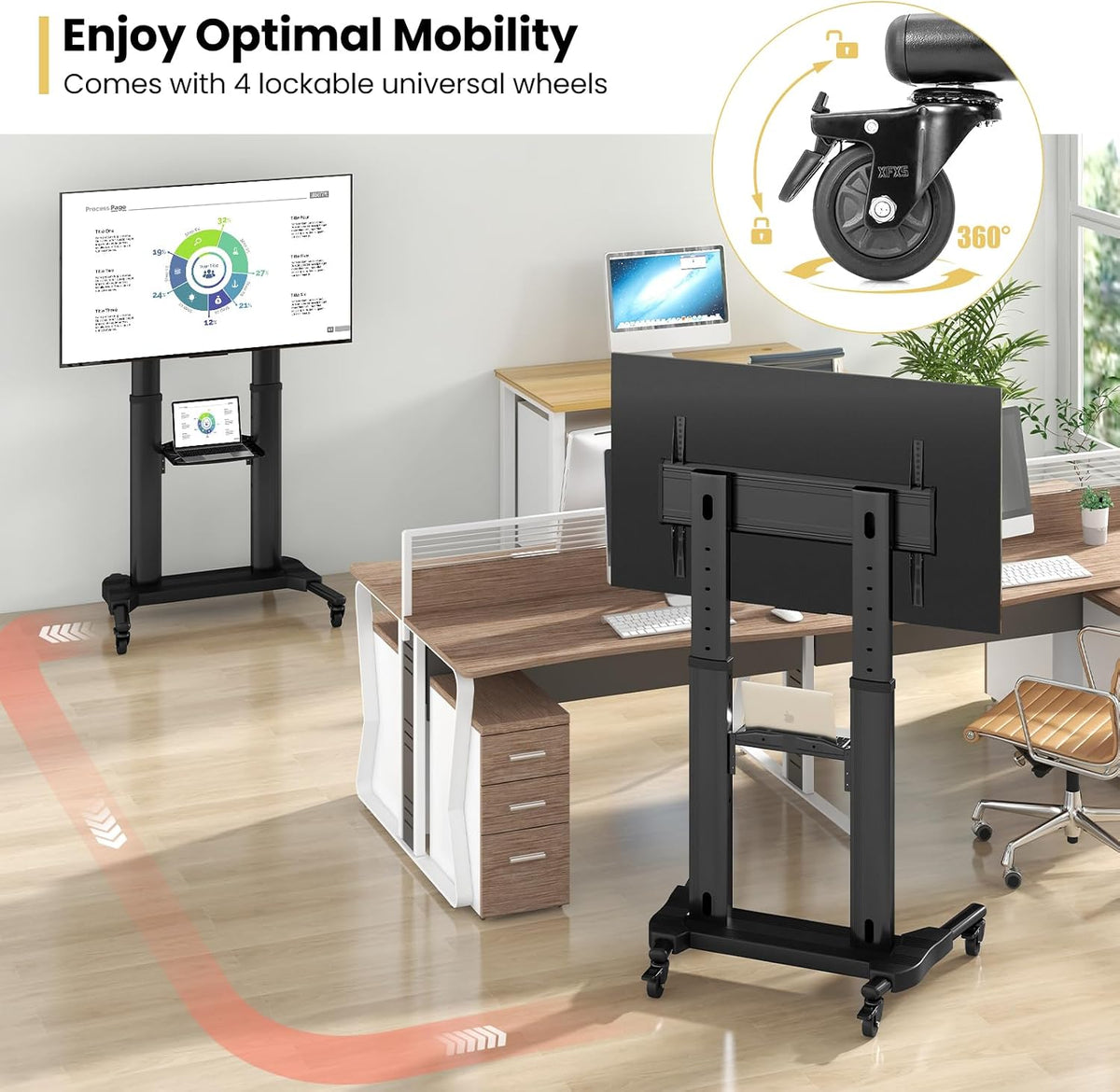 Goplus Rolling TV Stand for 32"-85" Flat Curved LED/LCD/OLED TVs up...