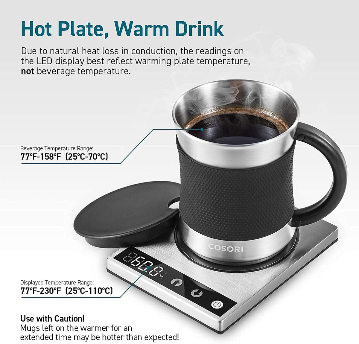 Cosori Coffee Mug Warmer & Mug Set, 1ยฐF Precise Temperature Control
