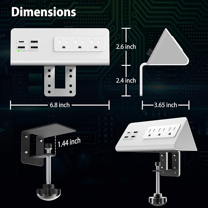 Nightstand Edge Mount Power Strip - Image 8
