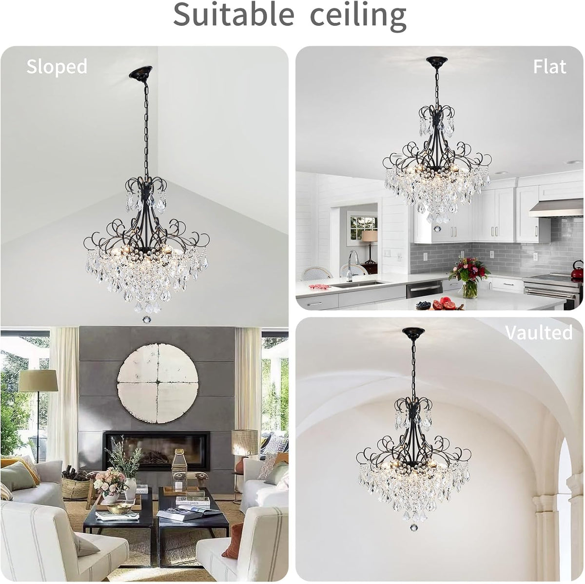 WUZUPS Crystal Chandelier 10-Light Pendant Ceiling Light Modern Lighting Fixt...