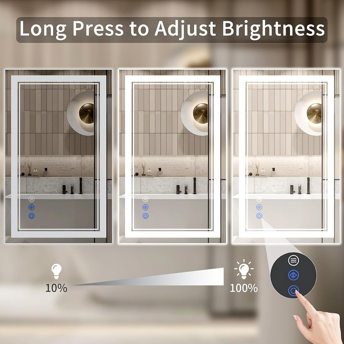 22"x30" LED Bathroom Mirror with Lights, Anti-Fog, Backlit + Front ...