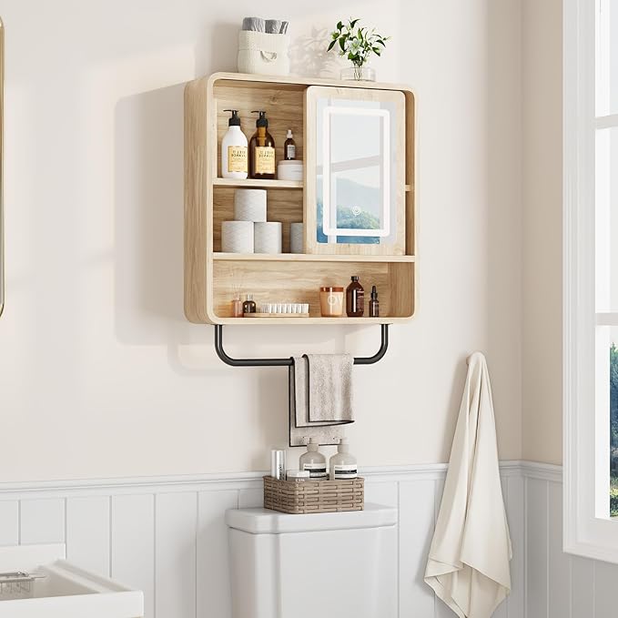 QUW Bathroom Wall Cabinet with Sliding Mirror Door, Modern Medicine Cabinet - Image 8