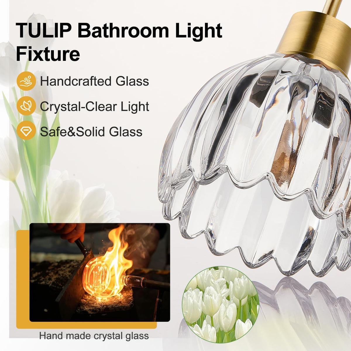 3-Light Bathroom Light Fixtures, 20" Brushed Gold Vanity Lights for Bath...