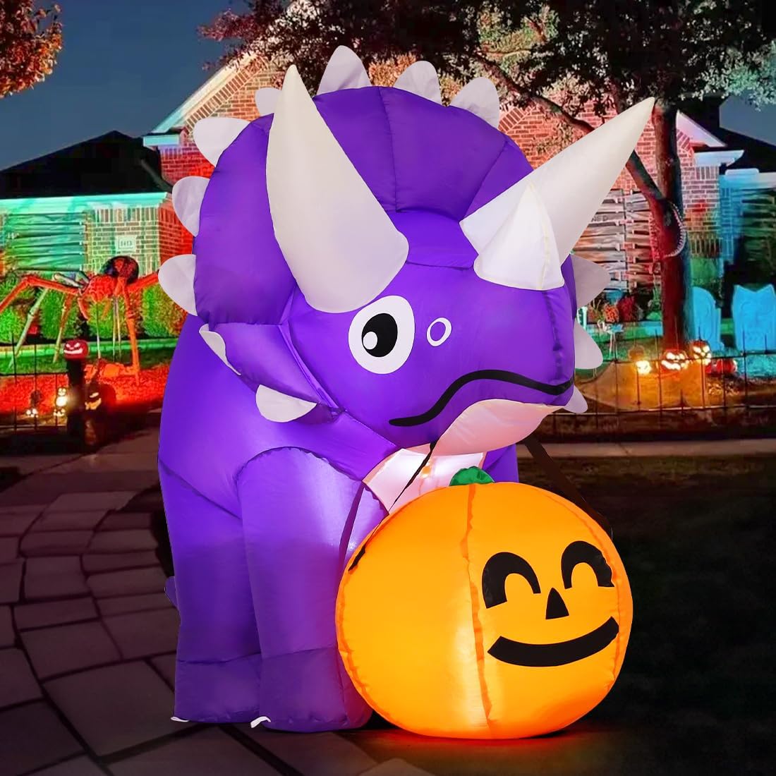 GOOSH 5 FT Width Halloween Inflatables Dinosaur Outdoor Decorations Blow Up Y...