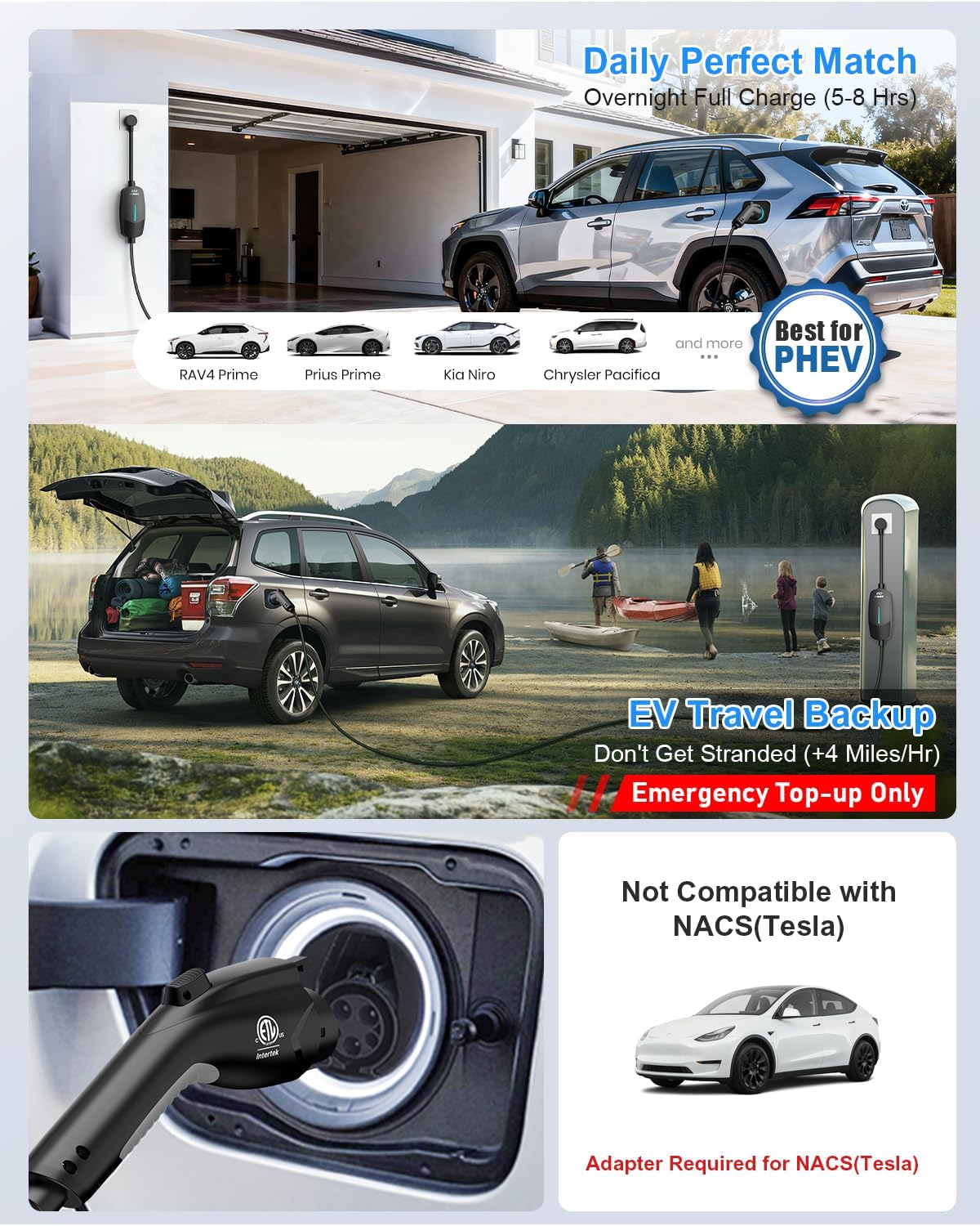 EVDANCE Level 1&2 EV Charger, Electric Vehicle Portable Charger with 25FT...