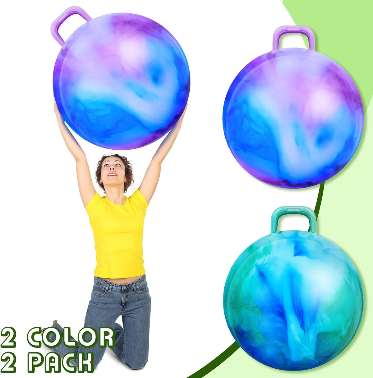 Lewtemi 2 Pcs 29 Inch Big Hopper Ball Jumping Hopping Inflatable Bouncing Bal...