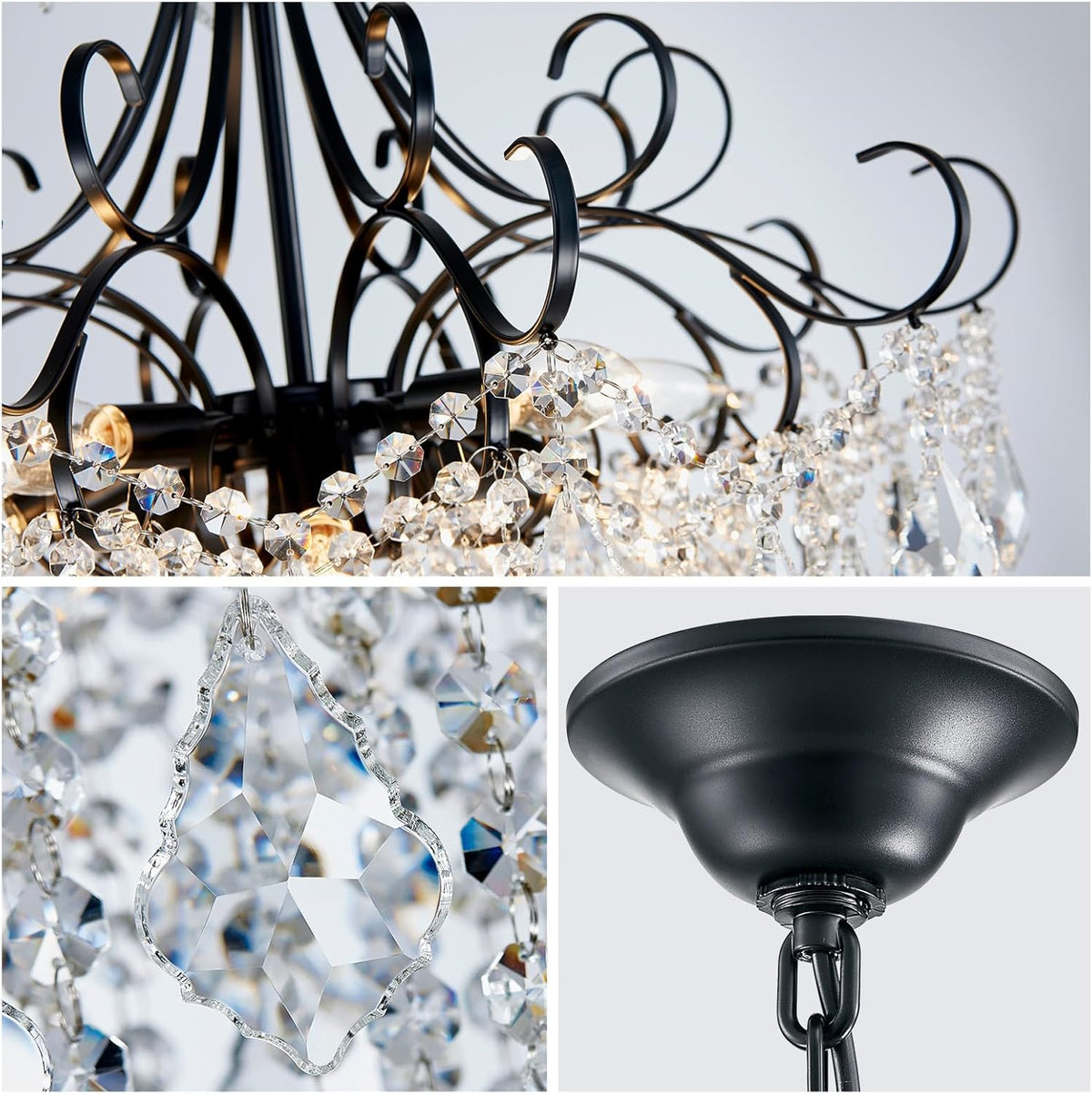 WUZUPS Crystal Chandelier 10-Light Pendant Ceiling Light Modern Lighting Fixt...