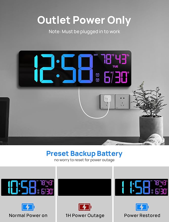 18.5" Large Digital Wall Clock - Image 9