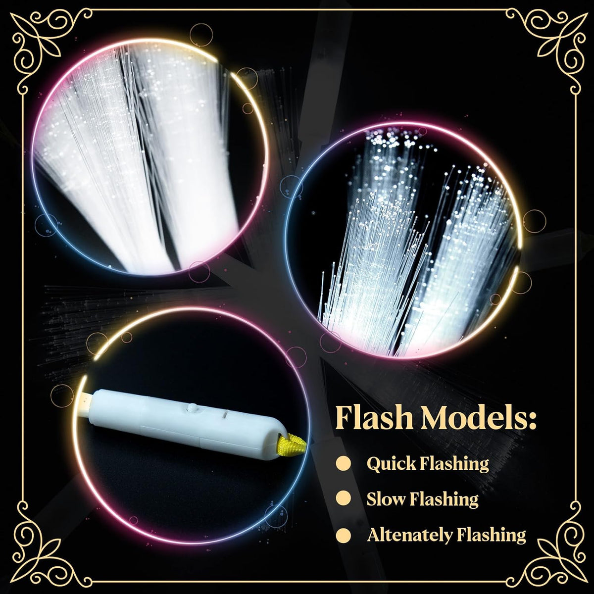 SHQDD 100 PCS White Fiber Optic Wands, LED Fiber Wands, Wedding Party Supplie...