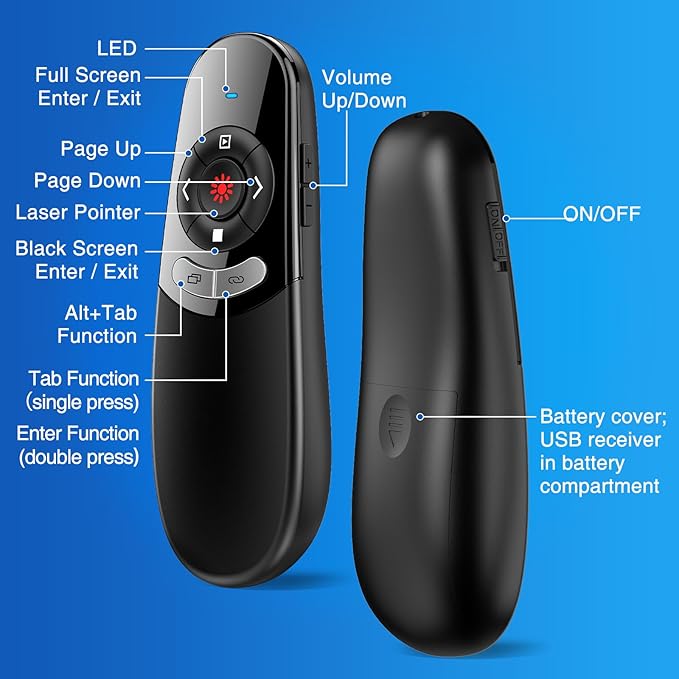 2 in 1 Type C USB Presentation Clicker,Wireless Presenter Remote PowerPoint - Image 5