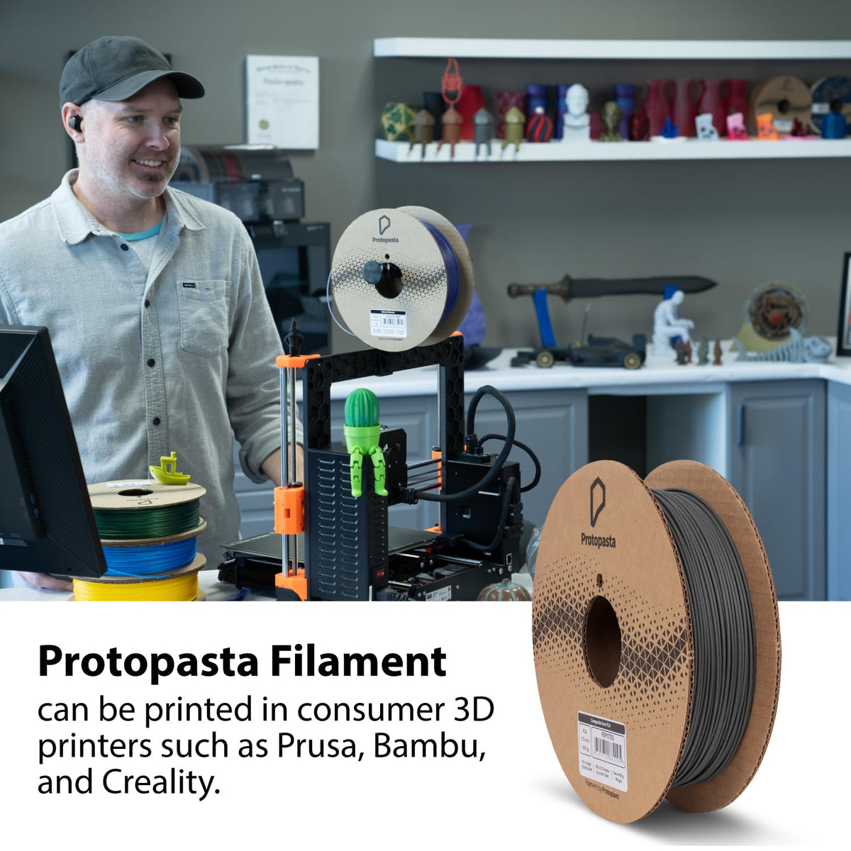 Protopasta Ferromagnetic Iron PLA 3D Printer Filament | ProtoPlant Metal-Fill...
