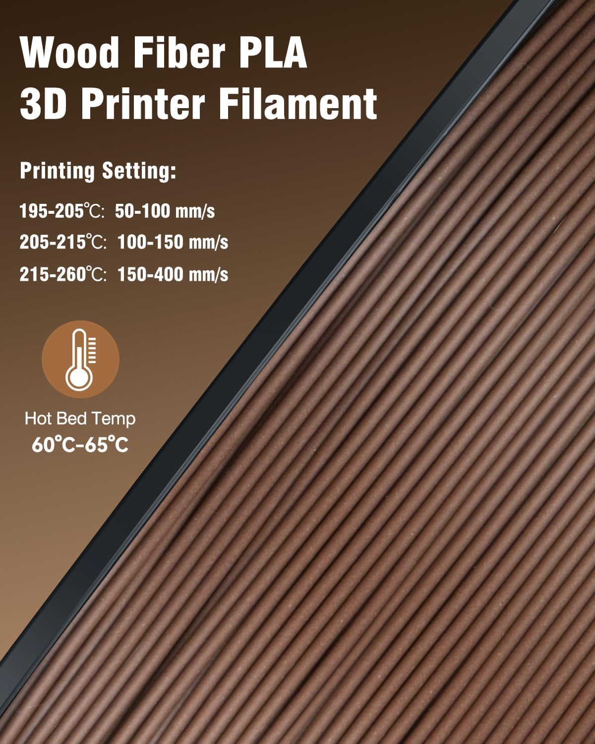 SUNLU Real Wood Fiber PLA Filament 1.75mm, 250g Spool, 4 Rolls Bundle