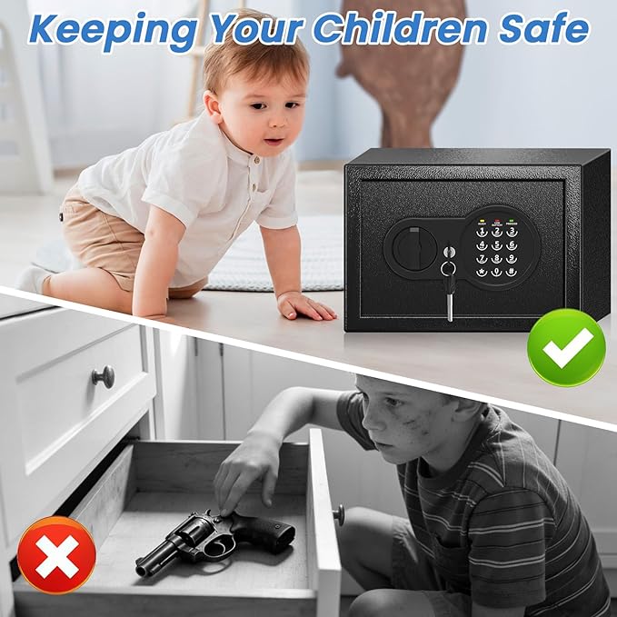 Safe Box with Fireproof Waterproof Bag, Home Safe with Keys & Pass Code & Wall - Image 9