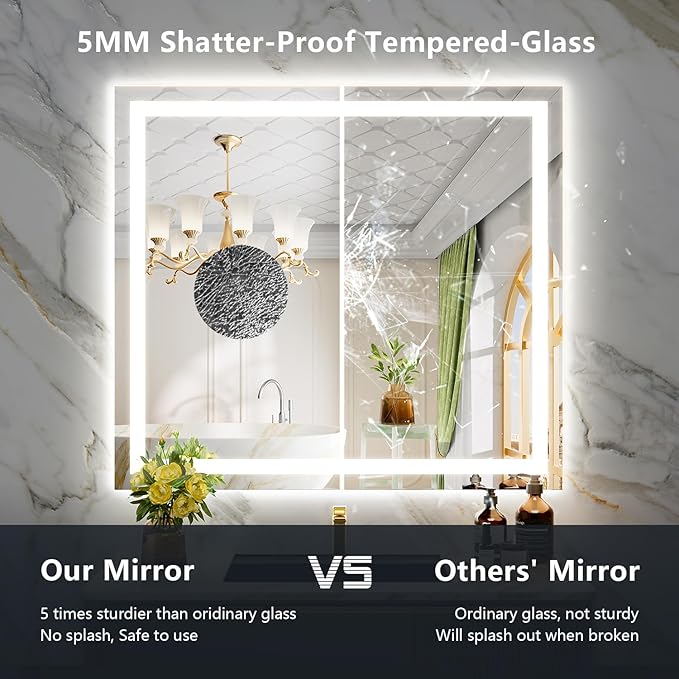 YEELAIT 40x36 Inch LED Bathroom Mirror - Image 6