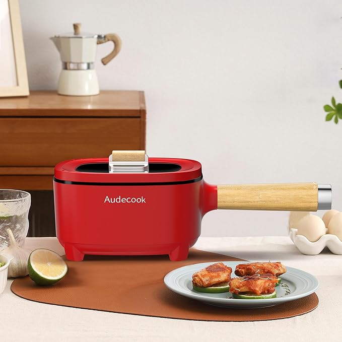 Audecook Hot Pot Electric 2L, Cermic Glaze Non-Stick Frying Pan 8 Inch - Image 6