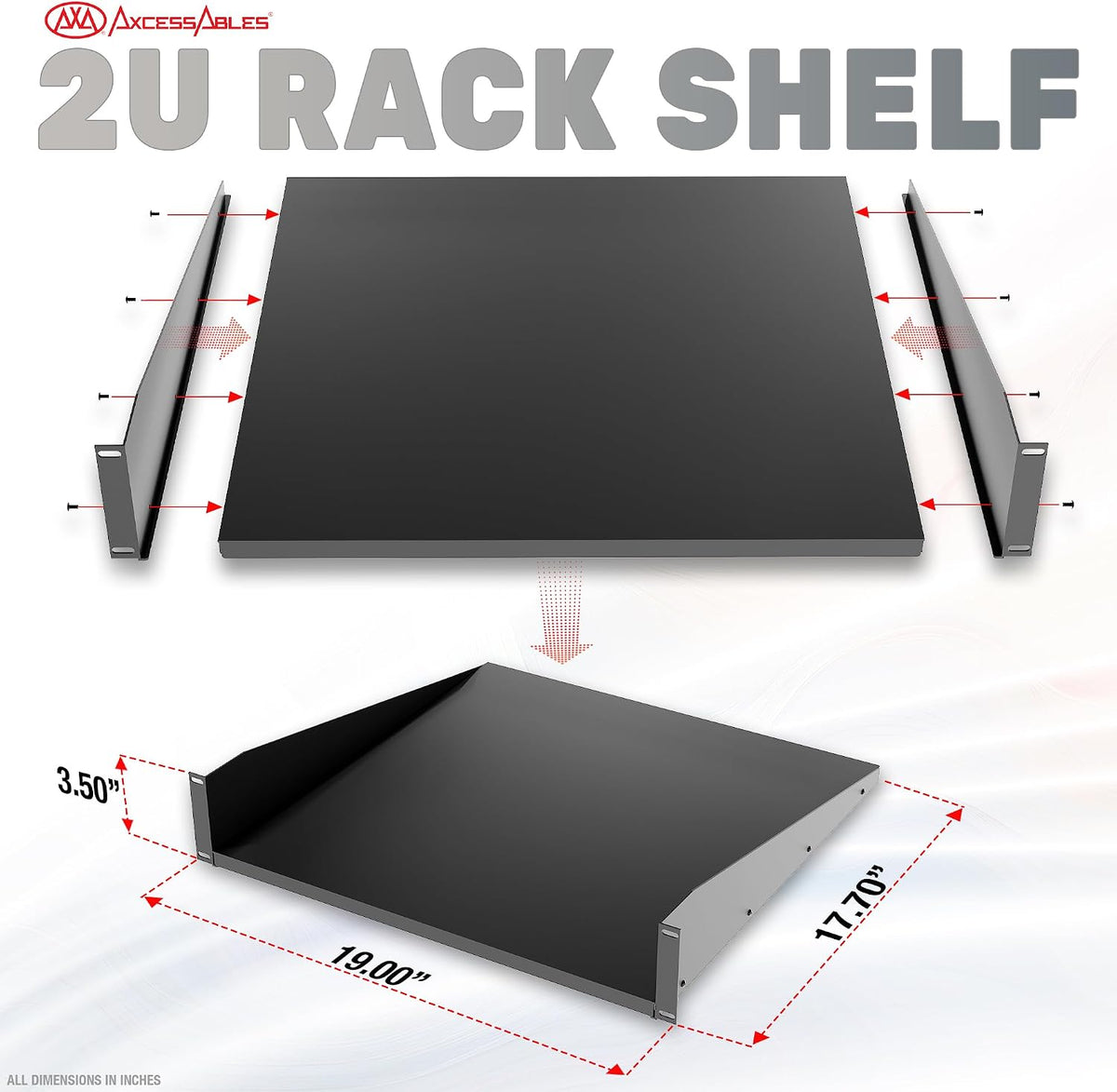 AxcessAbles 12U Open Frame Network Rack with Locking Caster Wheels - 440lb Ca...