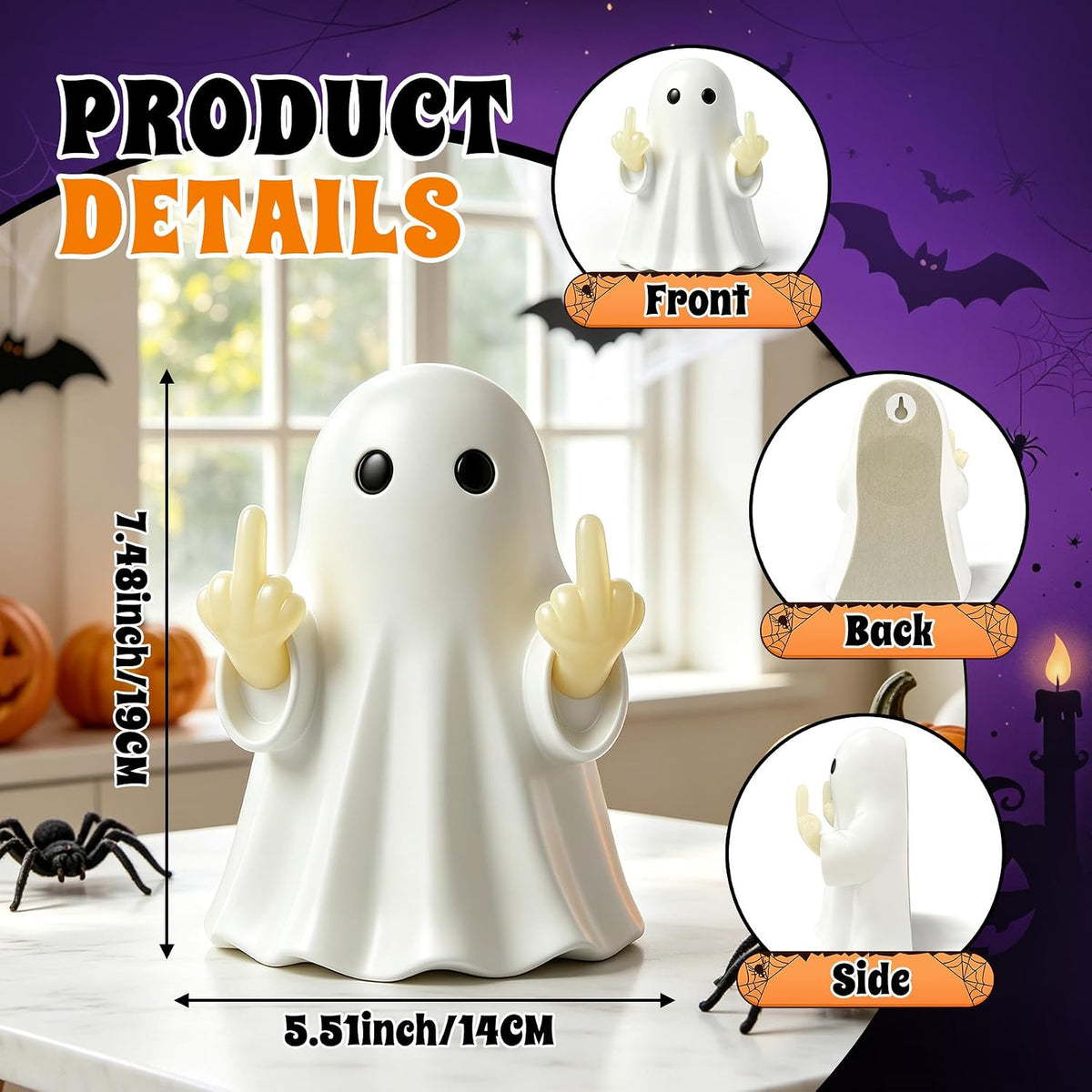 Halloween Ghost Light Glow Cute Finger Ghost Statue