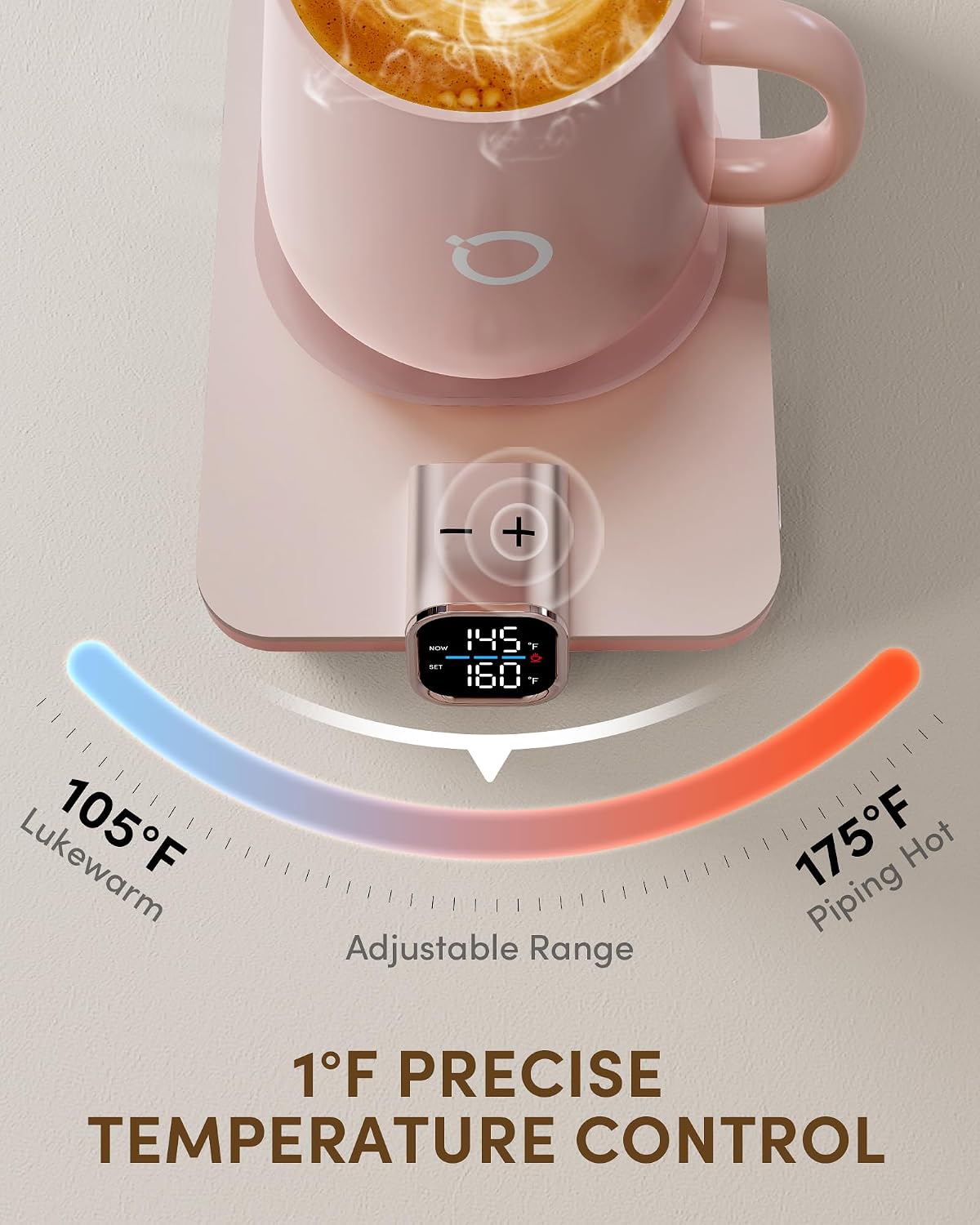 Coffee Cup Warmer & IKAGO Mug Set, 1โ Precise Temp Control Mug Warmer