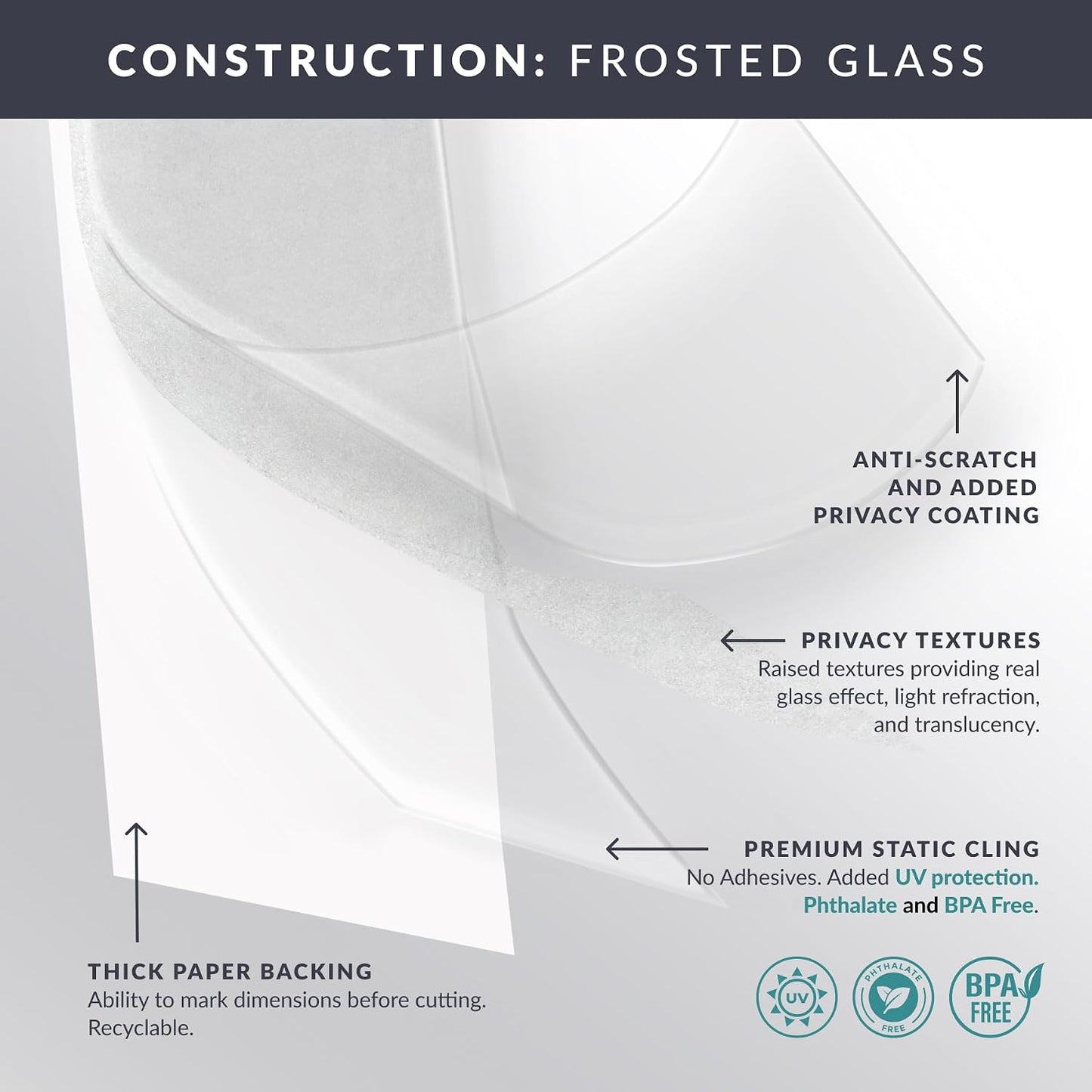 Rice Paper Window Privacy Film by Artscape - Decorative Frosted Glass Design, Static Cling, Full Coverage Privacy, Light Control, Helps Create a Calm, Focused Space, Made in USA - 36 x 72 Inch