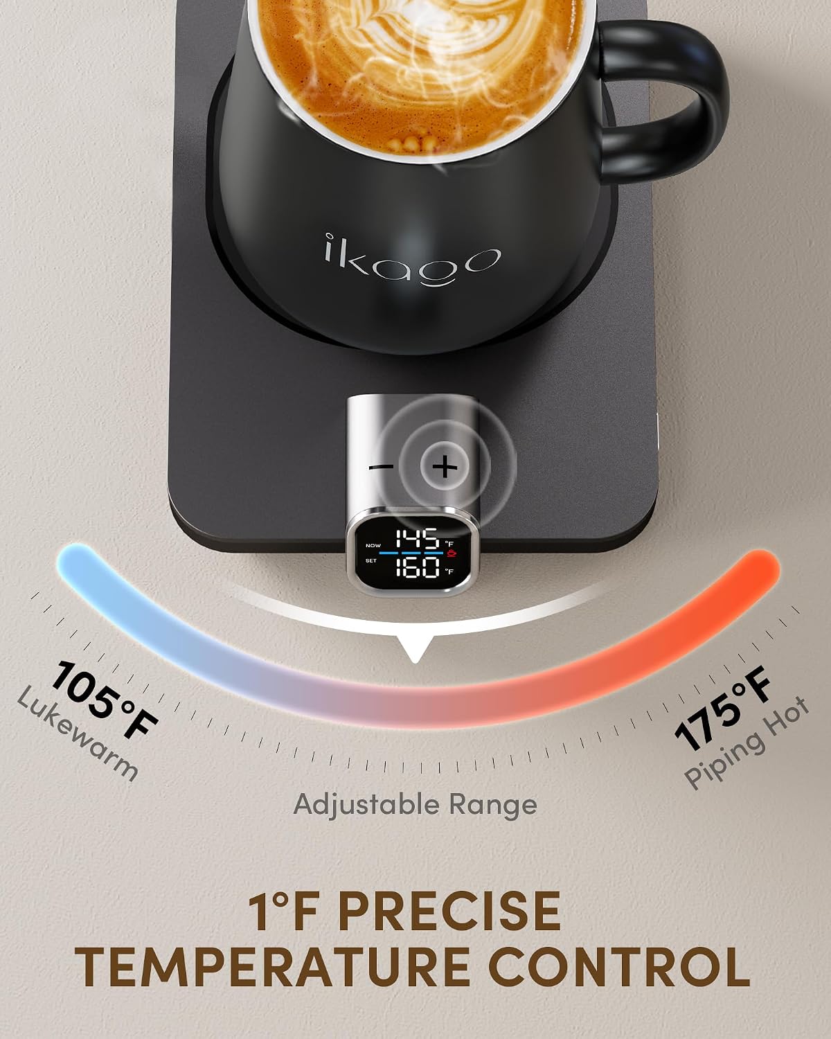 Coffee Cup Warmer & iKago Mug Set, 1โ Precise Temp Control Mug Warmer
