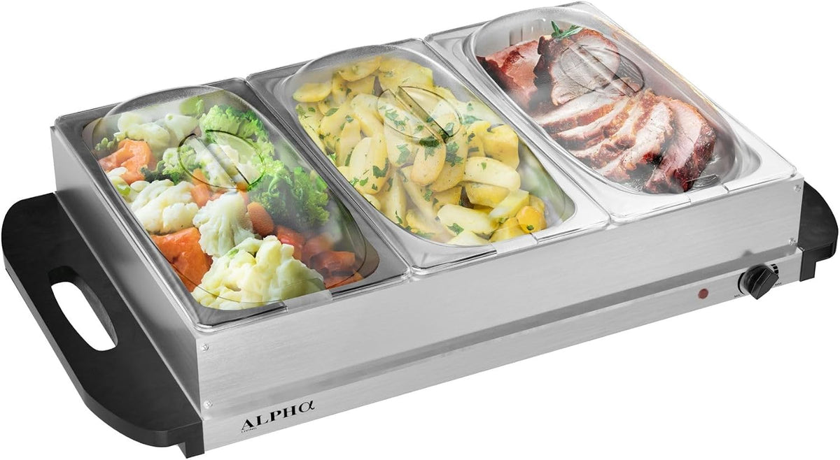 Alpha Living 3x2.5 QT Food Warmers for Parties Buffet Servers and Warmers โ P...