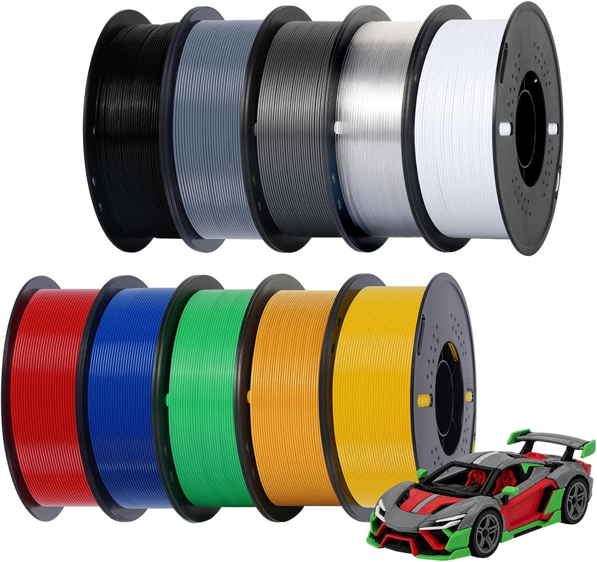 Kingroon PETG 3D Printer Filament, 10 Rolls, Dimensional Accuracy +/- 0.03 mm...