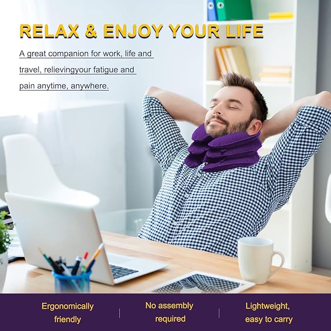 Cervical Traction Device for Neck Pain Relief, Adjustable Inflatable Neck - Image 7