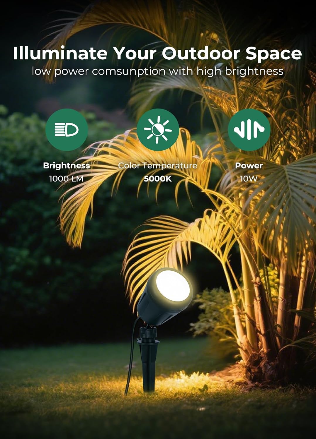 Christmas Spotlights Outdoor, 120V Plug-in Halloween Spot Light, 5000K LED La...