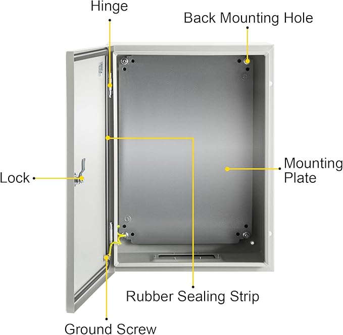 VEVOR Electrical Enclosure Box, Carbon Steel Hinged Junction Box, IP66 - Image 9