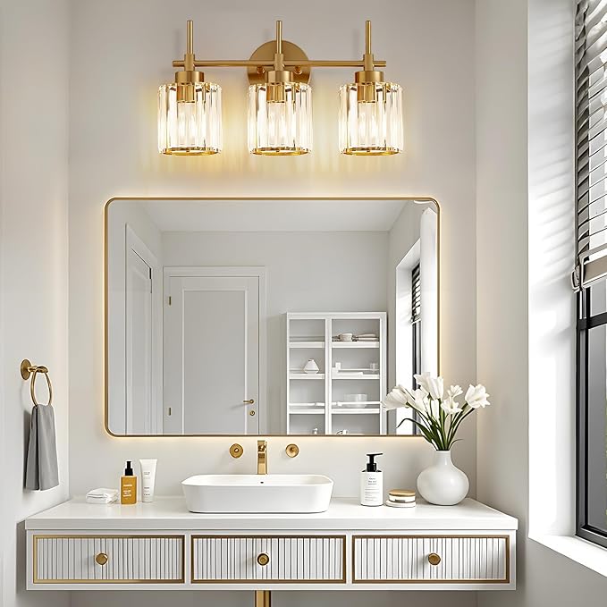 EJIAXIN Bathroom Lighting Fixtures, 3 Light Gold Bathroom Light Fixtures - Image 9