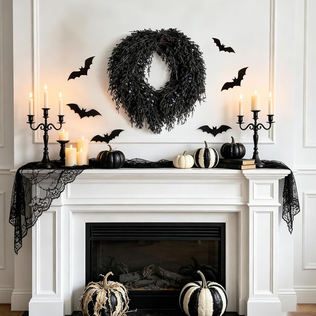 DN DECONATION Halloween Wreath for Front Door, Decorations for Outdoor
