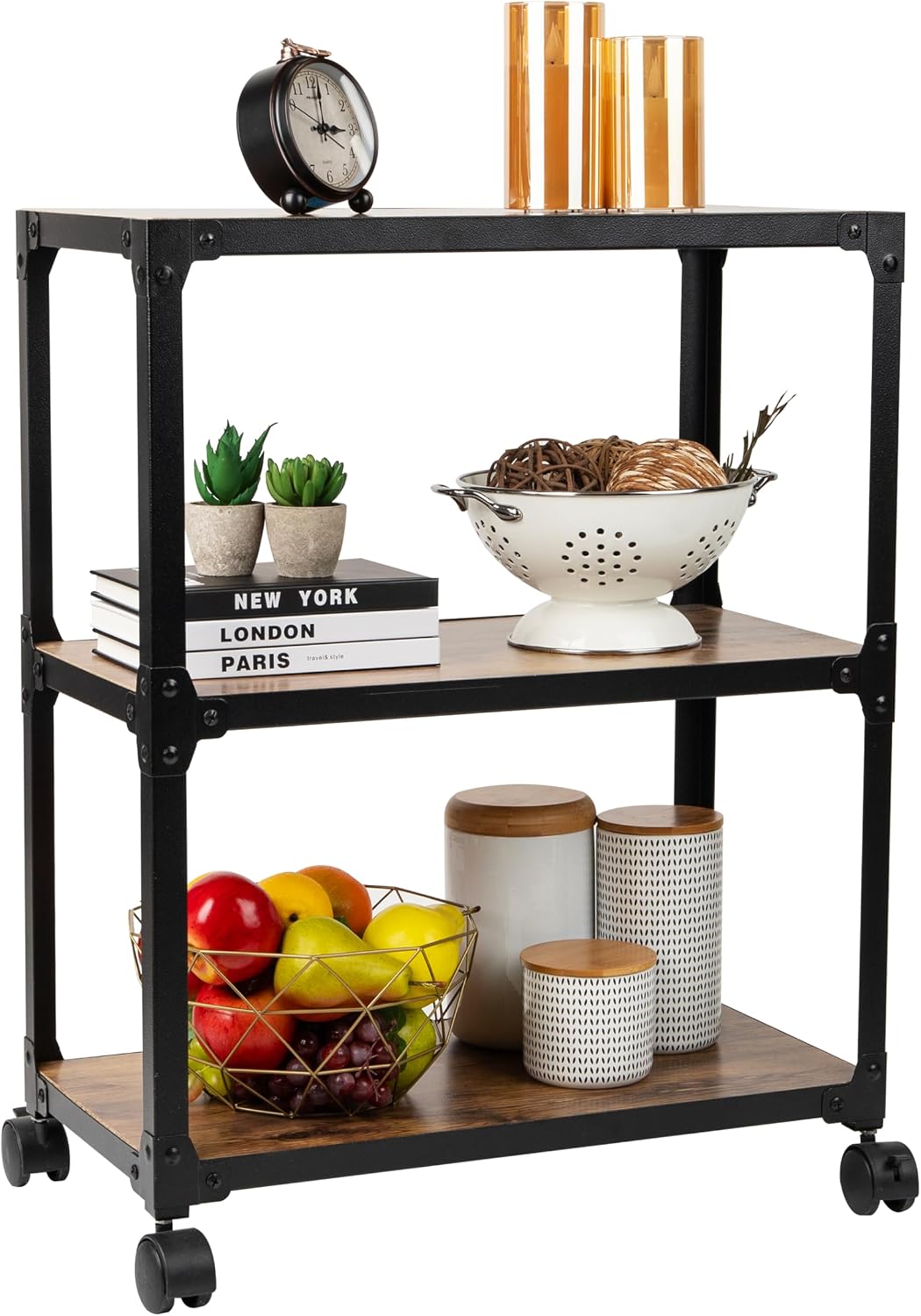 Mind Reader 3 Tier Multipurpose Rolling Cart, Home Storage, Bar Cart, Microwa...