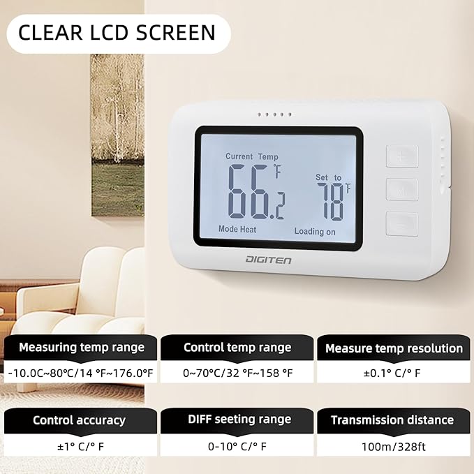 Remote Control Thermostat, pre-Wire Temp Controller - Image 5