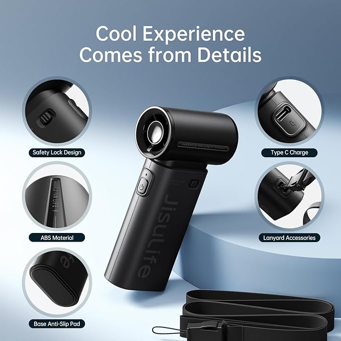 JISULIFE Portable Handheld Fan Life9, Turbo Power High Speed Air, 5 Gear Wind - Image 8