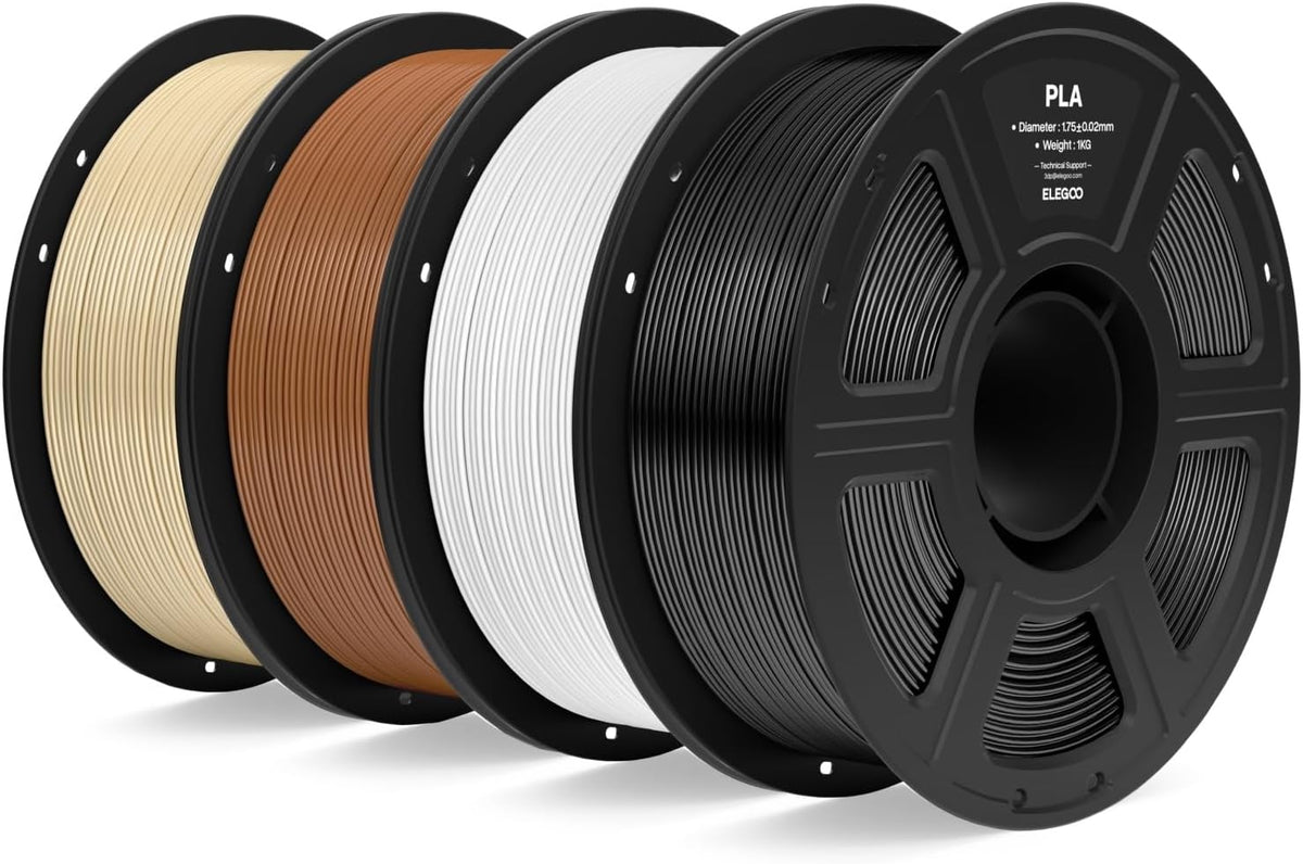 ELEGOO PLA 3D Printer Filament Bundle 4KG Black/White/Brown/Beige