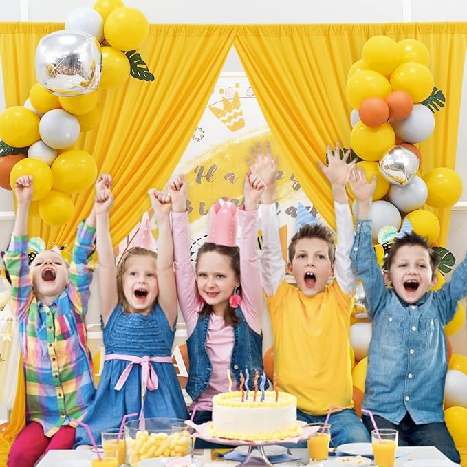 10 x 10 Feet Yellow Backdrop Curtain for Partie, Background Curtains for Phot...