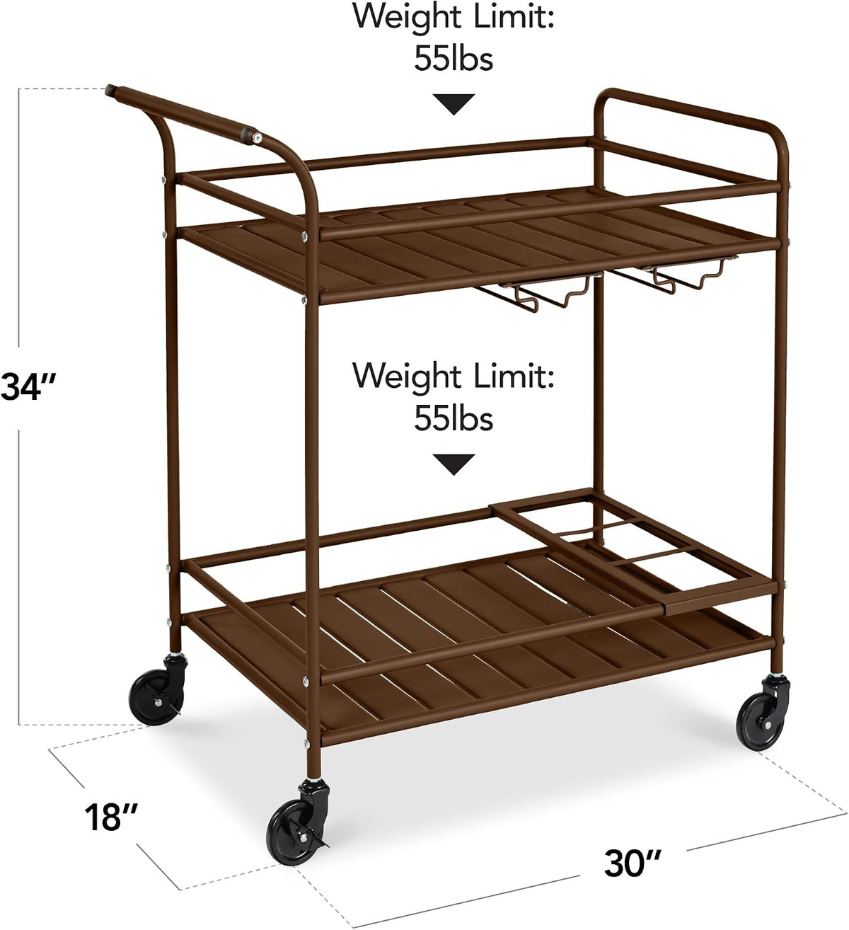 Best Choice Products Rolling Bar Cart, Mobile Home Bar Serving Cart, Serving ...