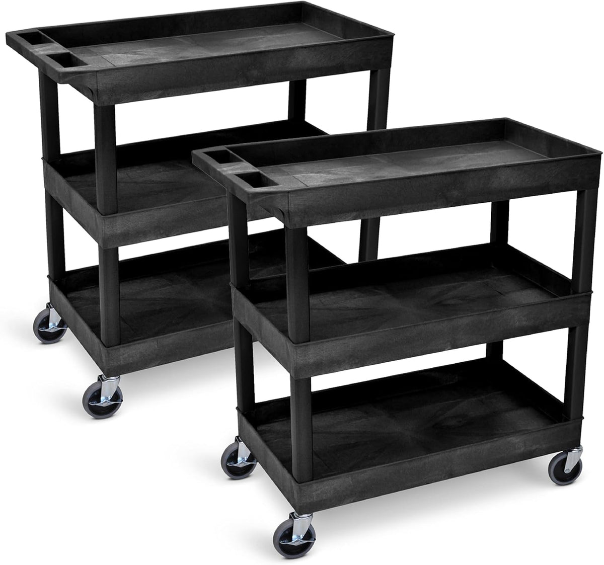 Tubstr 3-Tier Rolling Utility Cart with Wheels | Durable Tool Cart with Locki...