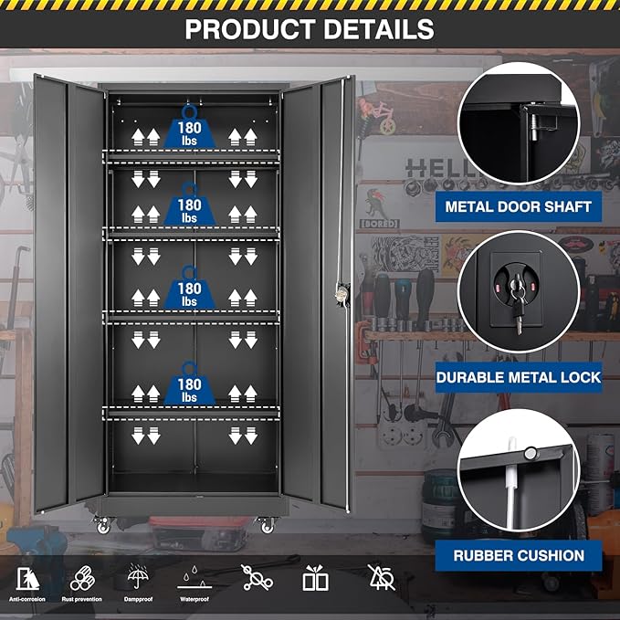 Metal Rolling Storage Cabinet-74.6” Tall Steel File Cabinets - Image 8