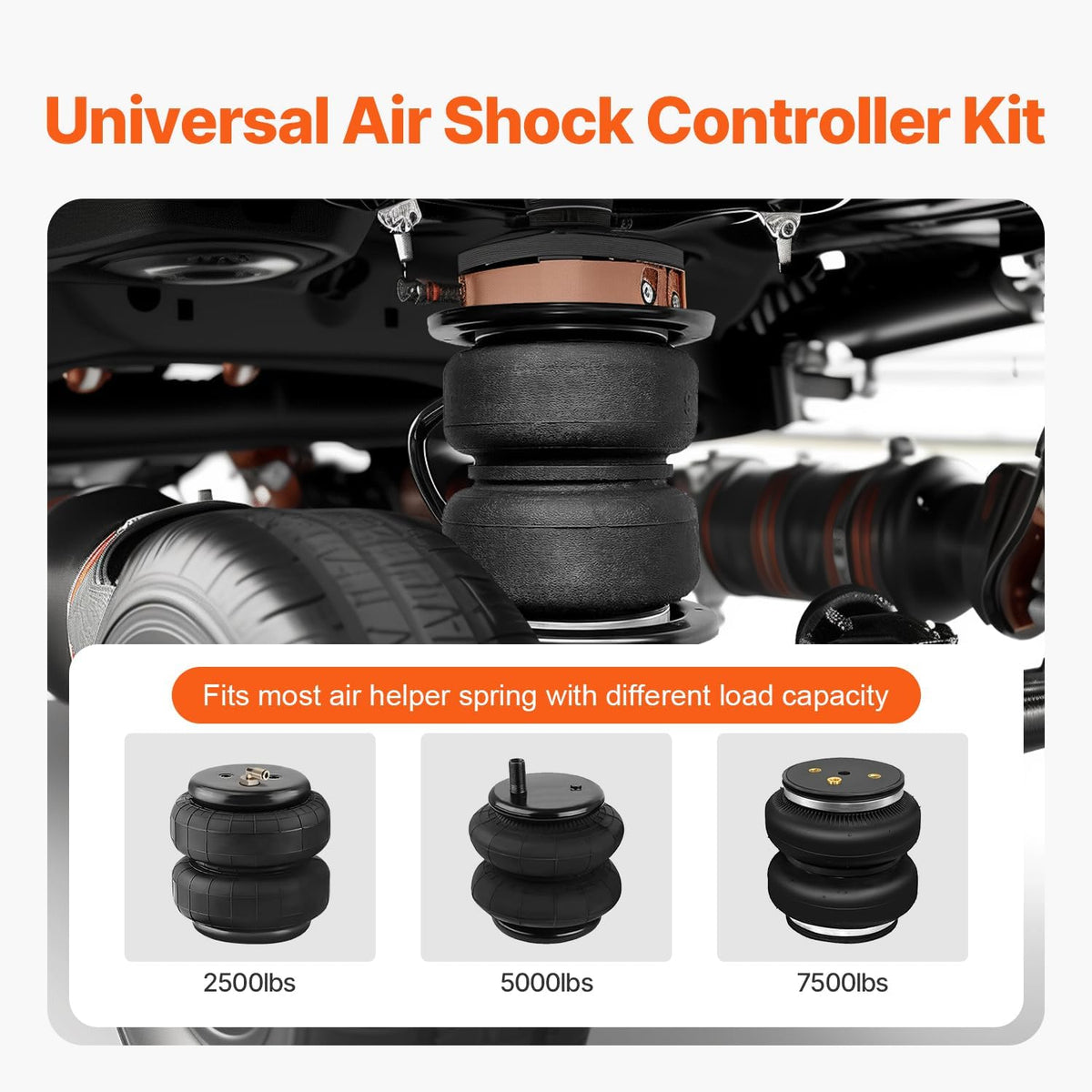 VEVOR Air Shock Controller Kit, 12V 100PSI On Board Air Compressor System, Ai...