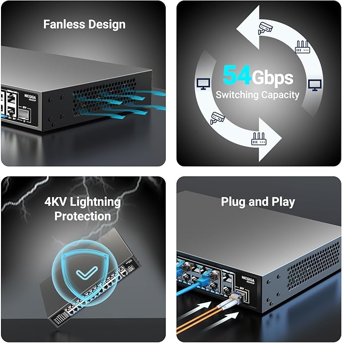 NICGIGA 24-Port Gigabit PoE Switch - Image 7