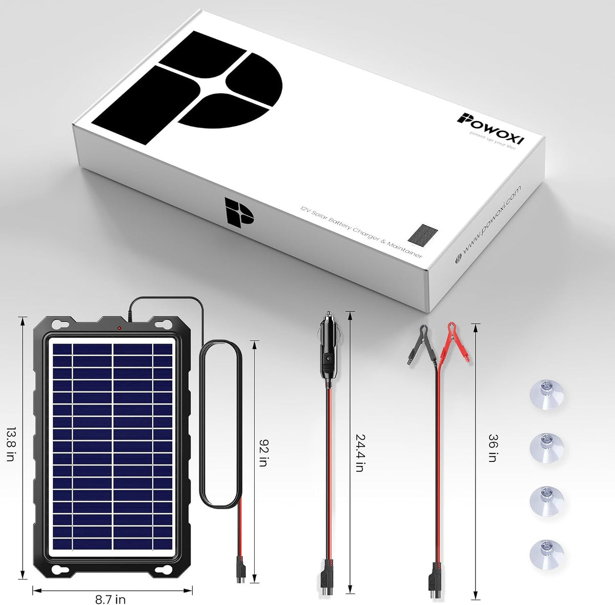 POWOXI 7.5W 12V Solar Battery Charger Trickle Maintainer Kit for Car