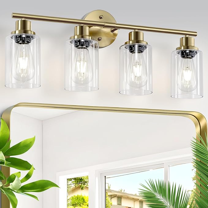 Guliaofo 4-Light Gold Bathroom Light Fixtures, E26 Modern Vanity Lights - Image 8