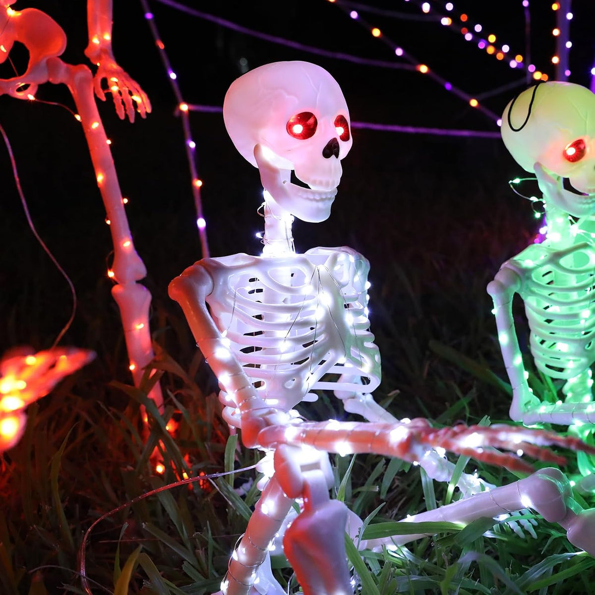 Halloween Decorations Outdoor Skeletons Set - 2 Pack 36" (90cm) Light Up...